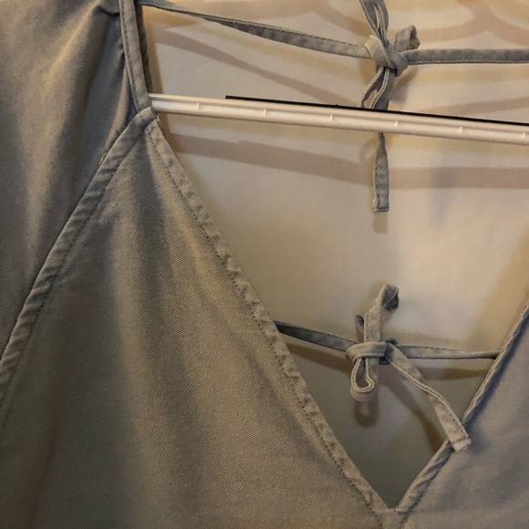 7 FOR ALL MANKIND Puff Sleeve Tie Back Denim Dress Size M - Picture 8 of 10